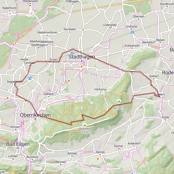 Map miniature of "Reinsdorf Loop" cycling inspiration in Hannover, Germany. Generated by Tarmacs.app cycling route planner