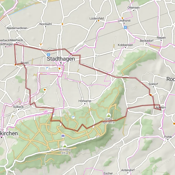 Map miniature of "Reinsdorf Gravel Route" cycling inspiration in Hannover, Germany. Generated by Tarmacs.app cycling route planner