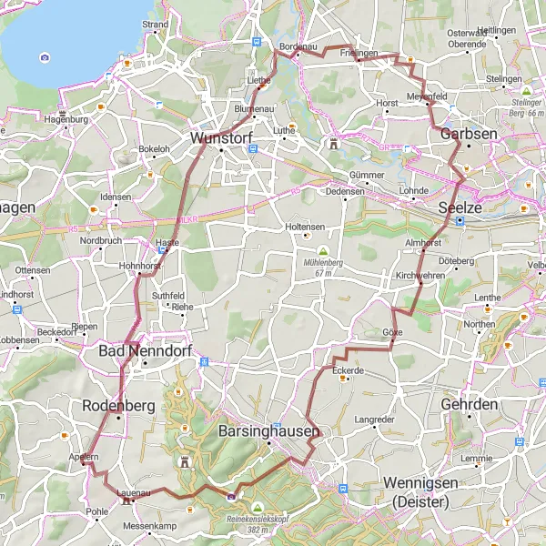 Map miniature of "The Gravel Adventure" cycling inspiration in Hannover, Germany. Generated by Tarmacs.app cycling route planner