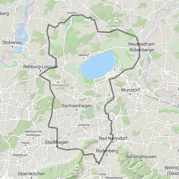 Map miniature of "The Castles Tour" cycling inspiration in Hannover, Germany. Generated by Tarmacs.app cycling route planner