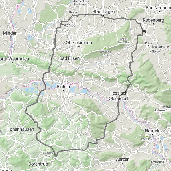 Karten-Miniaturansicht der Radinspiration "Hügelige Tour um Hannover" in Hannover, Germany. Erstellt vom Tarmacs.app-Routenplaner für Radtouren