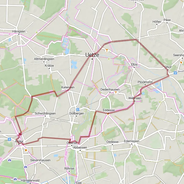 Karten-Miniaturansicht der Radinspiration "Durch Wälder und Dörfer" in Hannover, Germany. Erstellt vom Tarmacs.app-Routenplaner für Radtouren