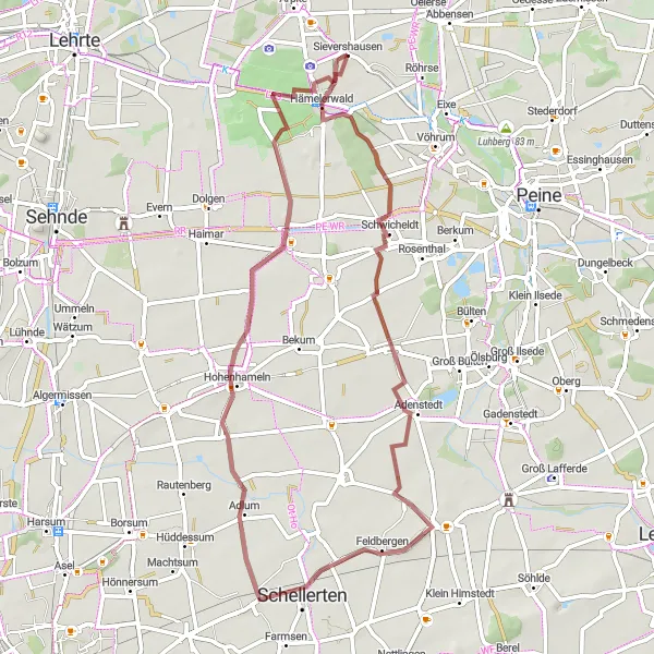 Karten-Miniaturansicht der Radinspiration "Rundfahrt durch ländliche Landschaften" in Hannover, Germany. Erstellt vom Tarmacs.app-Routenplaner für Radtouren