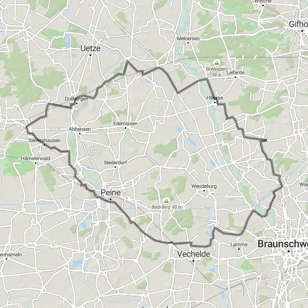 Karten-Miniaturansicht der Radinspiration "Fahrt durch idyllische Dörfer und Landschaften" in Hannover, Germany. Erstellt vom Tarmacs.app-Routenplaner für Radtouren