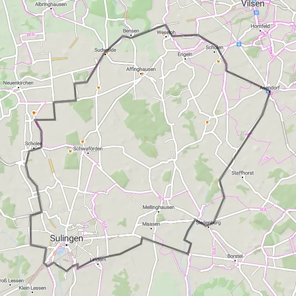 Map miniature of "Hanover Countryside Ride" cycling inspiration in Hannover, Germany. Generated by Tarmacs.app cycling route planner