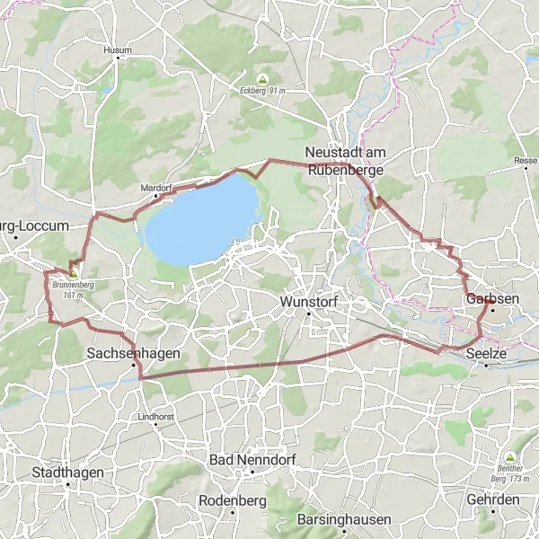 Map miniature of "Münchehagen Gravel Loop" cycling inspiration in Hannover, Germany. Generated by Tarmacs.app cycling route planner