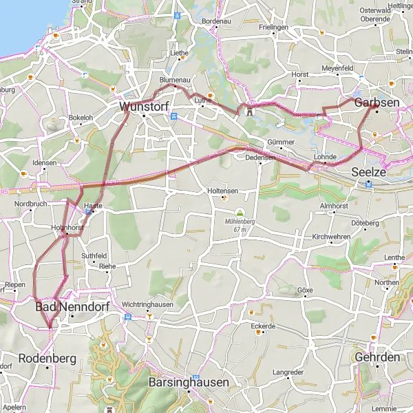 Map miniature of "Hannover Gravel Adventure" cycling inspiration in Hannover, Germany. Generated by Tarmacs.app cycling route planner