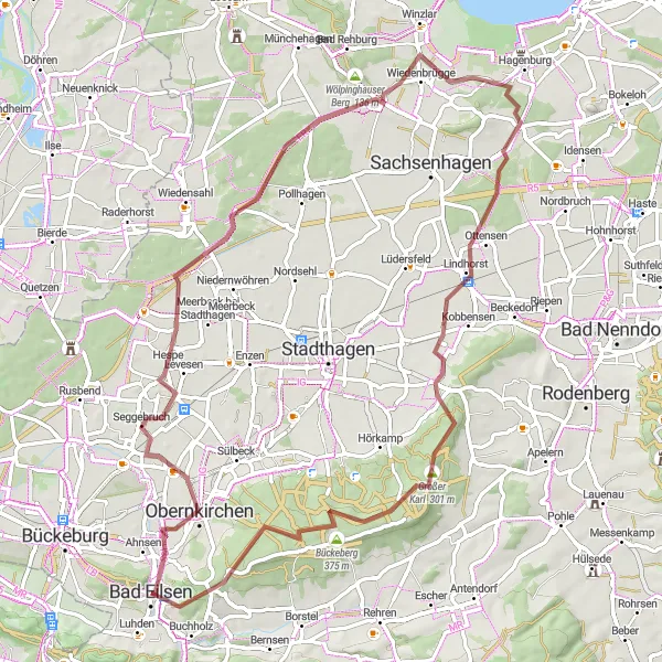Karten-Miniaturansicht der Radinspiration "Gravel-Tour durch Obernkirchen und Wölpinghausen" in Hannover, Germany. Erstellt vom Tarmacs.app-Routenplaner für Radtouren