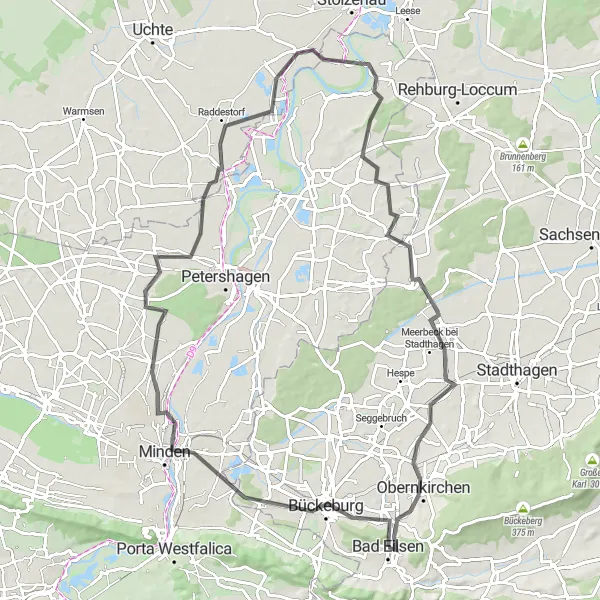 Map miniature of "The River Route" cycling inspiration in Hannover, Germany. Generated by Tarmacs.app cycling route planner