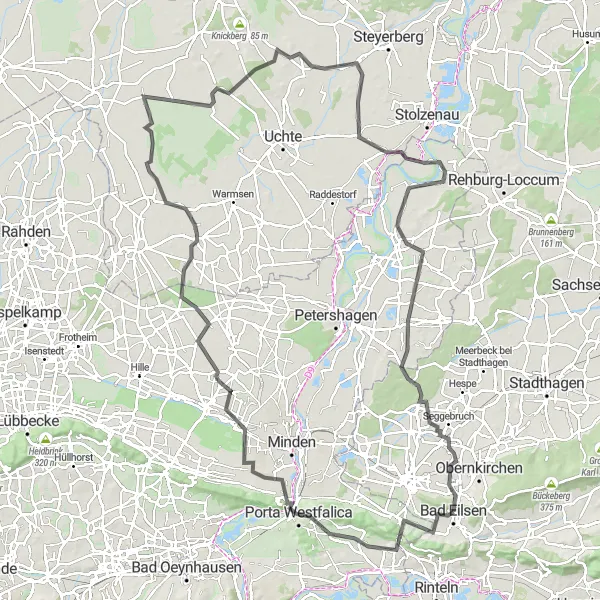 Map miniature of "Bad Eilsen - Fernsehturm" cycling inspiration in Hannover, Germany. Generated by Tarmacs.app cycling route planner