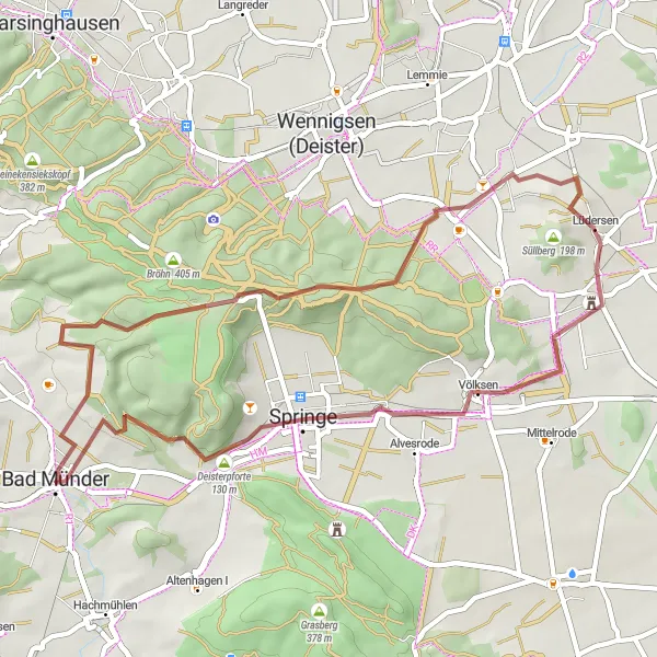 Map miniature of "Deister Gravel Loop" cycling inspiration in Hannover, Germany. Generated by Tarmacs.app cycling route planner