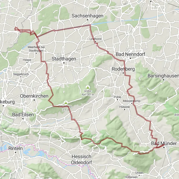 Map miniature of "Deister Adventure Gravel Tour" cycling inspiration in Hannover, Germany. Generated by Tarmacs.app cycling route planner