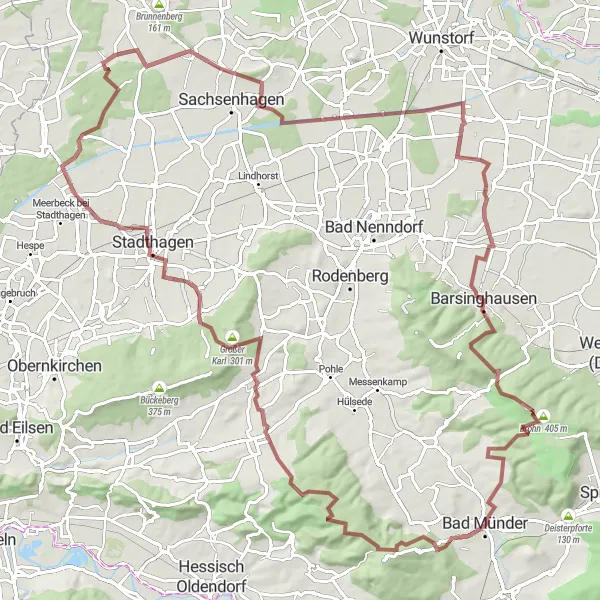 Map miniature of "Ultimate Deister Adventure" cycling inspiration in Hannover, Germany. Generated by Tarmacs.app cycling route planner