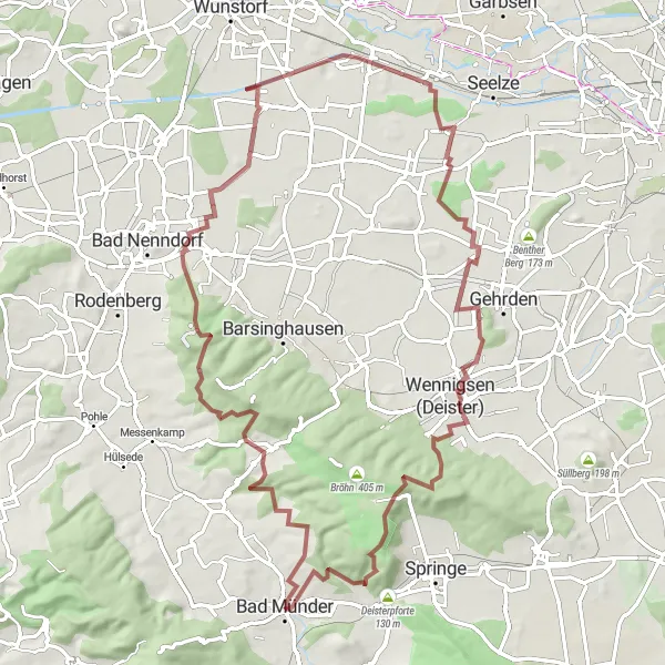 Map miniature of "Deister Gravel Adventure" cycling inspiration in Hannover, Germany. Generated by Tarmacs.app cycling route planner