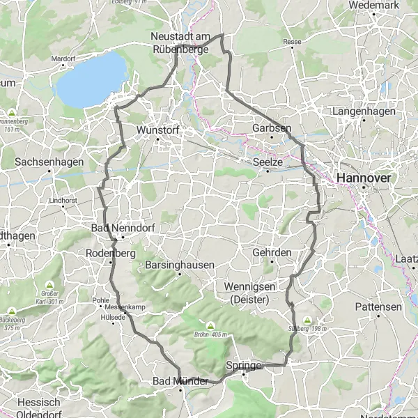 Map miniature of "Deister Ring Road" cycling inspiration in Hannover, Germany. Generated by Tarmacs.app cycling route planner