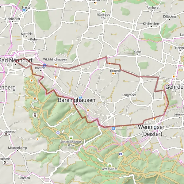 Karten-Miniaturansicht der Radinspiration "Gravel-Abenteuer von Bad Nenndorf" in Hannover, Germany. Erstellt vom Tarmacs.app-Routenplaner für Radtouren