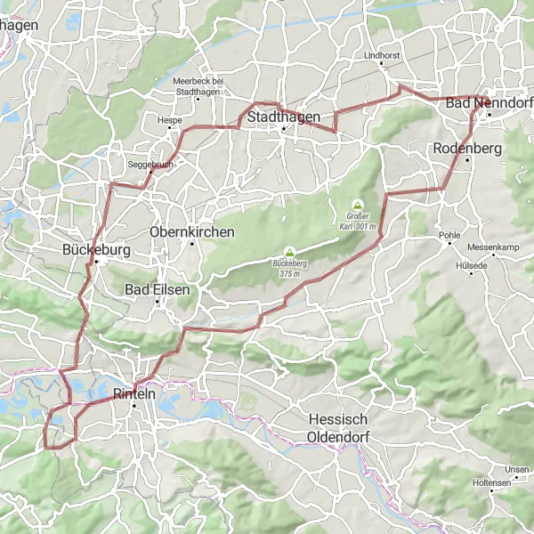 Map miniature of "Countryside Explorer" cycling inspiration in Hannover, Germany. Generated by Tarmacs.app cycling route planner