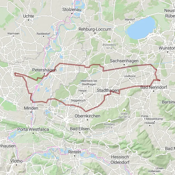Karten-Miniaturansicht der Radinspiration "Graveltour durch das Weserbergland" in Hannover, Germany. Erstellt vom Tarmacs.app-Routenplaner für Radtouren