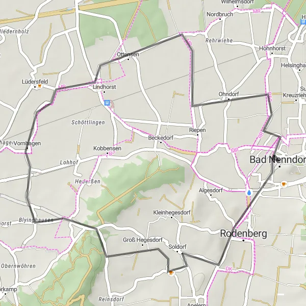 Map miniature of "Rodenberg Loop" cycling inspiration in Hannover, Germany. Generated by Tarmacs.app cycling route planner