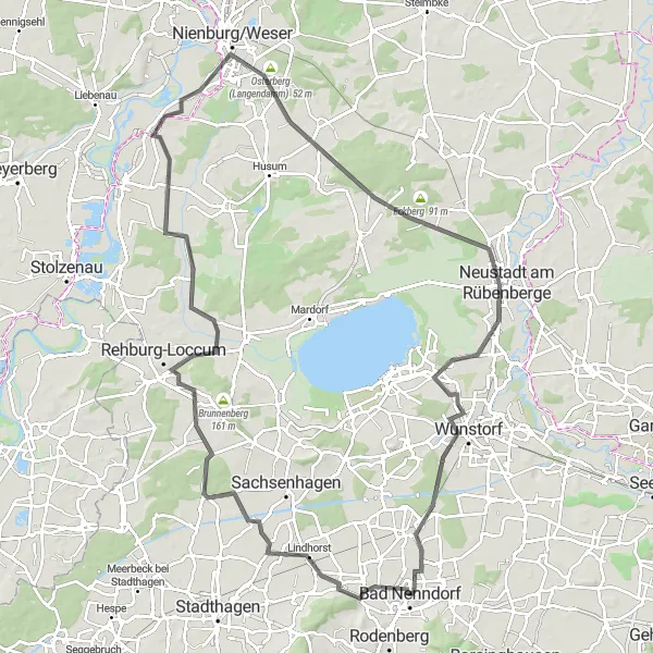 Map miniature of "Scenic Century Ride" cycling inspiration in Hannover, Germany. Generated by Tarmacs.app cycling route planner