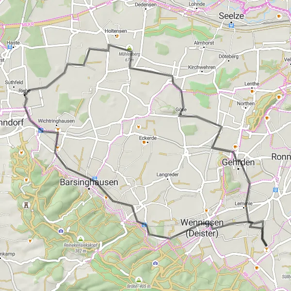 Map miniature of "Exploring the Deister Region" cycling inspiration in Hannover, Germany. Generated by Tarmacs.app cycling route planner