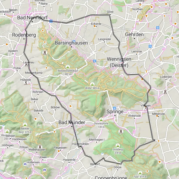Map miniature of "Bad Nenndorf and Surrounding Countryside" cycling inspiration in Hannover, Germany. Generated by Tarmacs.app cycling route planner