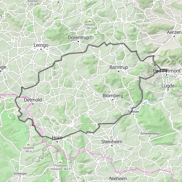 Map miniature of "Hilltops and Castles" cycling inspiration in Hannover, Germany. Generated by Tarmacs.app cycling route planner