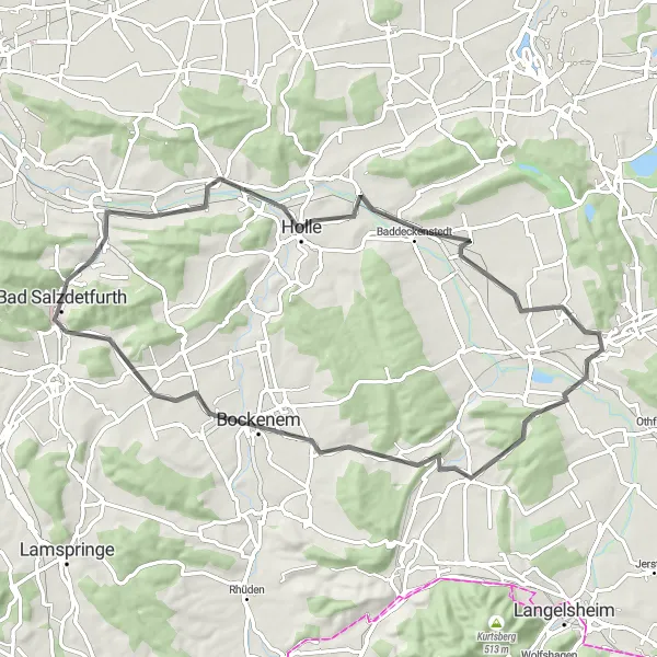 Karten-Miniaturansicht der Radinspiration "Hannovers Straßen von Bad Salzdetfurth nach Ziegenberg" in Hannover, Germany. Erstellt vom Tarmacs.app-Routenplaner für Radtouren