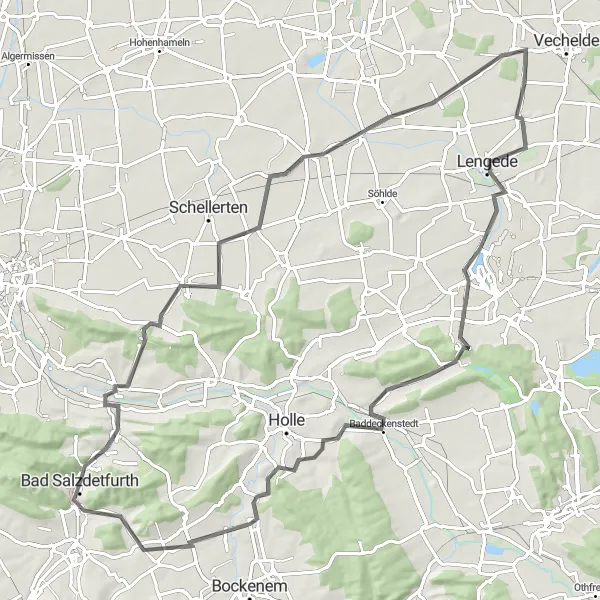 Karten-Miniaturansicht der Radinspiration "Von Bad Salzdetfurth zum Ziegenberg" in Hannover, Germany. Erstellt vom Tarmacs.app-Routenplaner für Radtouren