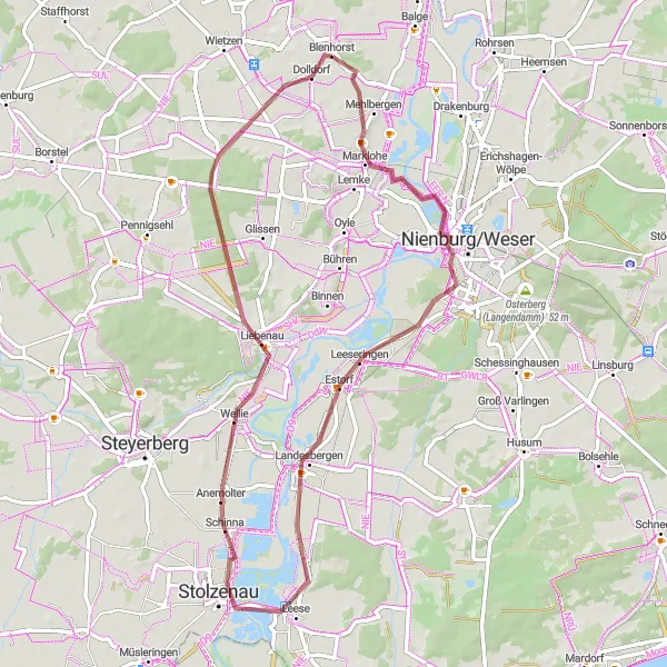 Map miniature of "Gravel Adventure" cycling inspiration in Hannover, Germany. Generated by Tarmacs.app cycling route planner