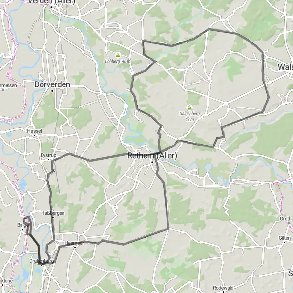 Map miniature of "A Scenic Ride through Rethem (Aller)" cycling inspiration in Hannover, Germany. Generated by Tarmacs.app cycling route planner