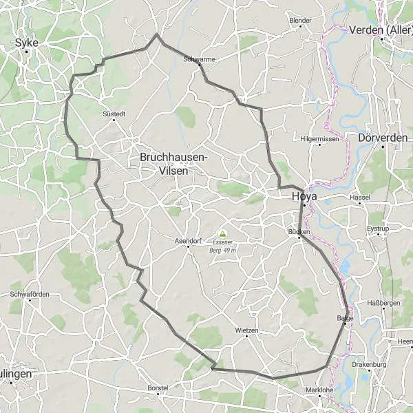 Karten-Miniaturansicht der Radinspiration "Zwischen Wiesen und Wäldern" in Hannover, Germany. Erstellt vom Tarmacs.app-Routenplaner für Radtouren