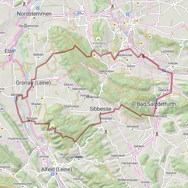 Map miniature of "Exploring Nature's Treasures" cycling inspiration in Hannover, Germany. Generated by Tarmacs.app cycling route planner