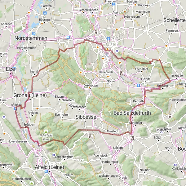 Map miniature of "Nature's Trail" cycling inspiration in Hannover, Germany. Generated by Tarmacs.app cycling route planner