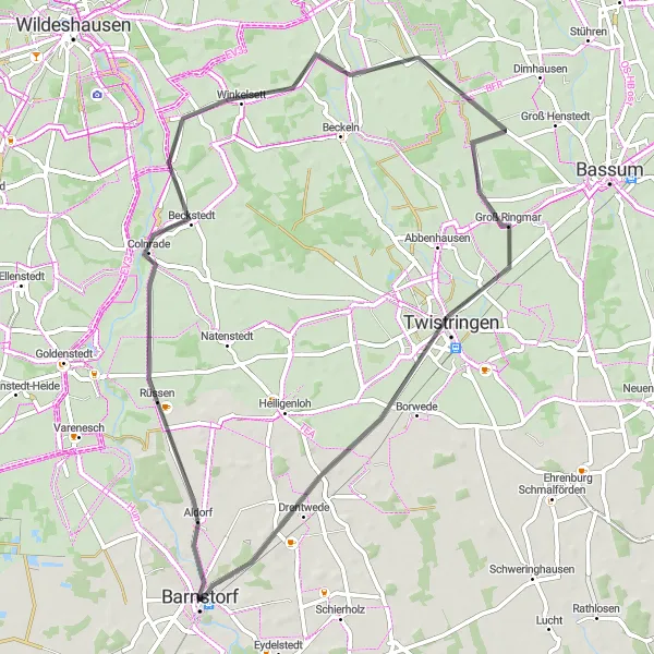 Map miniature of "Colnrade Loop" cycling inspiration in Hannover, Germany. Generated by Tarmacs.app cycling route planner