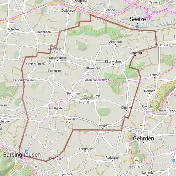 Karten-Miniaturansicht der Radinspiration "Gravel Tour um Barsinghausen" in Hannover, Germany. Erstellt vom Tarmacs.app-Routenplaner für Radtouren