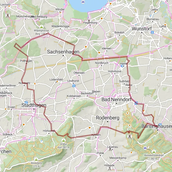 Map miniature of "Off-Road Discovery: Barsinghausen and Surroundings" cycling inspiration in Hannover, Germany. Generated by Tarmacs.app cycling route planner