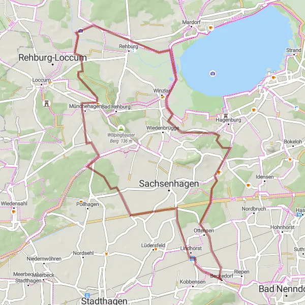 Map miniature of "The Gravel Adventure: Beckedorf to Ottensen" cycling inspiration in Hannover, Germany. Generated by Tarmacs.app cycling route planner