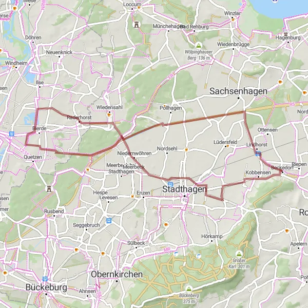 Karten-Miniaturansicht der Radinspiration "Gravel-Tour durchs Schaumburger Land" in Hannover, Germany. Erstellt vom Tarmacs.app-Routenplaner für Radtouren