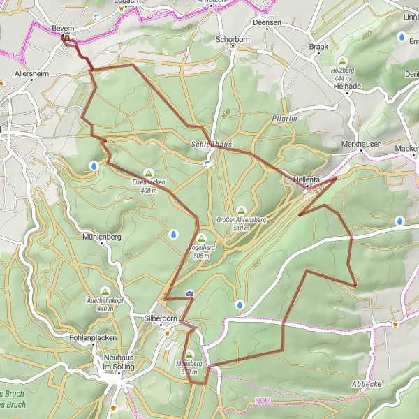 Map miniature of "The Solling Gravel Explorer" cycling inspiration in Hannover, Germany. Generated by Tarmacs.app cycling route planner