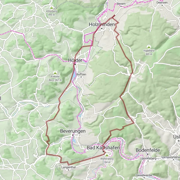 Map miniature of "The Solling Gravel Adventure" cycling inspiration in Hannover, Germany. Generated by Tarmacs.app cycling route planner