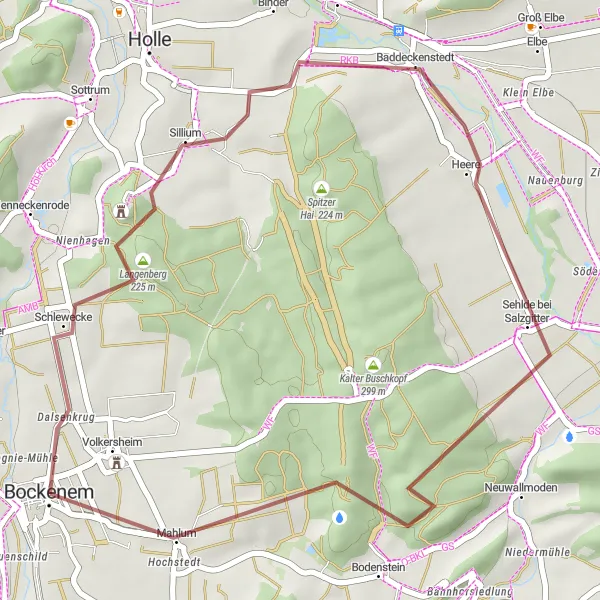 Map miniature of "Baddeckenstedt Gravel Adventure" cycling inspiration in Hannover, Germany. Generated by Tarmacs.app cycling route planner