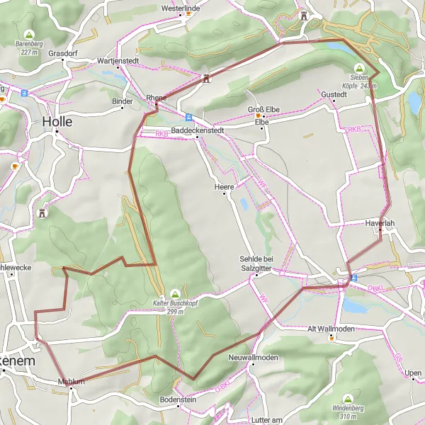 Map miniature of "Rural Gravel Delight" cycling inspiration in Hannover, Germany. Generated by Tarmacs.app cycling route planner