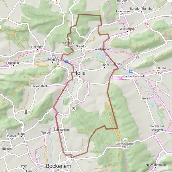 Map miniature of "The Holle Trail" cycling inspiration in Hannover, Germany. Generated by Tarmacs.app cycling route planner