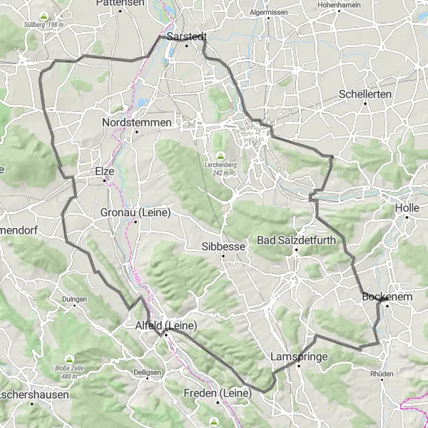 Map miniature of "The Hildesheim Adventure" cycling inspiration in Hannover, Germany. Generated by Tarmacs.app cycling route planner