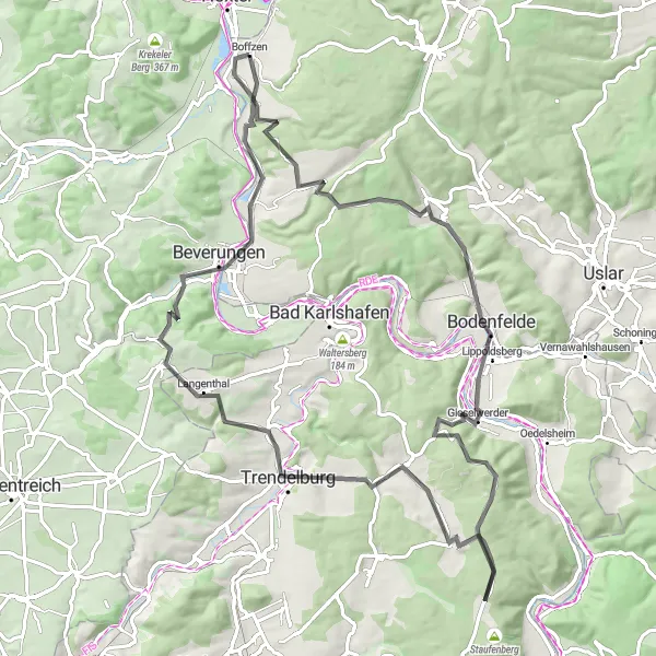 Map miniature of "Boffzen Circuit" cycling inspiration in Hannover, Germany. Generated by Tarmacs.app cycling route planner