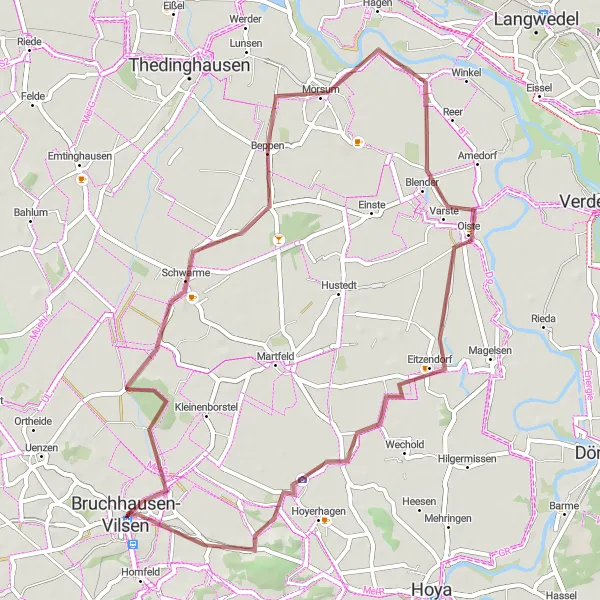 Map miniature of "Schwarme Circuit" cycling inspiration in Hannover, Germany. Generated by Tarmacs.app cycling route planner