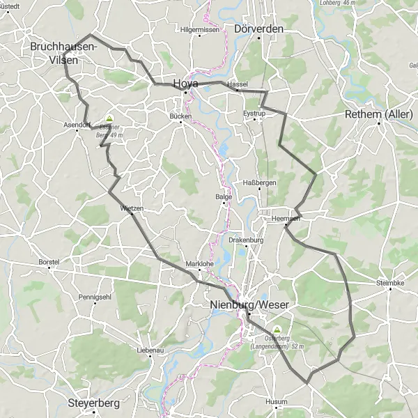 Map miniature of "Osterberg Loop" cycling inspiration in Hannover, Germany. Generated by Tarmacs.app cycling route planner