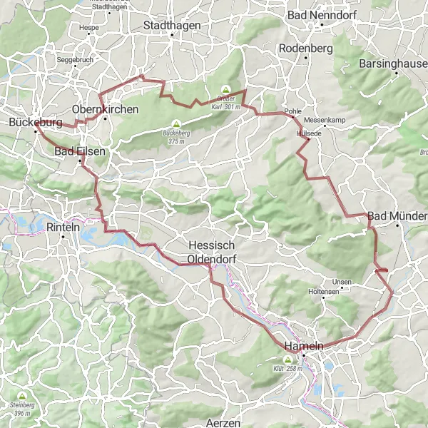 Map miniature of "The Hilltop Adventure" cycling inspiration in Hannover, Germany. Generated by Tarmacs.app cycling route planner