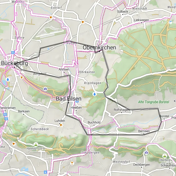 Map miniature of "Obernkirchen and Bad Eilsen Scenic Ride" cycling inspiration in Hannover, Germany. Generated by Tarmacs.app cycling route planner